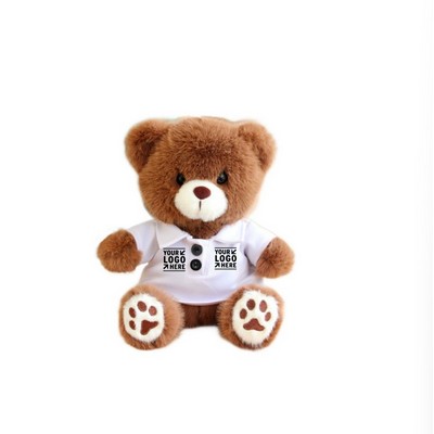 8'' Plush Teddy Bear With Customized Polo T-Shirt